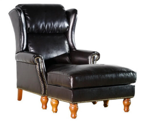 black_leather_lounge_chair_with_ottoman_wood_metal_frame_wingback_1