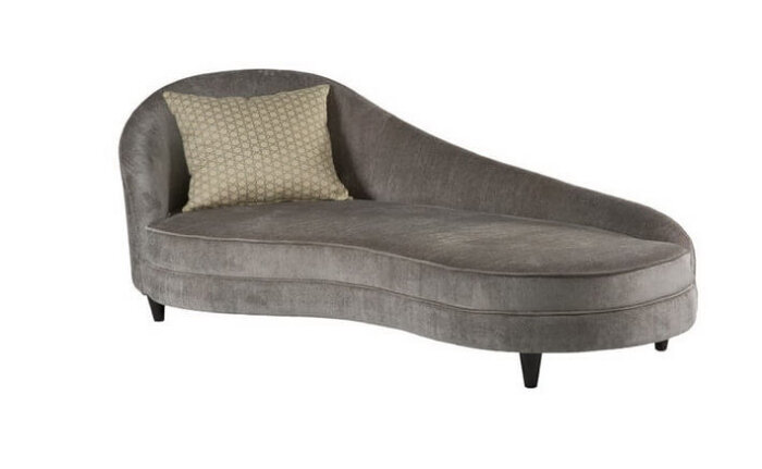 Elegant Grey Fabric Back Round Chaise, Round Chaise Lounge Sofa