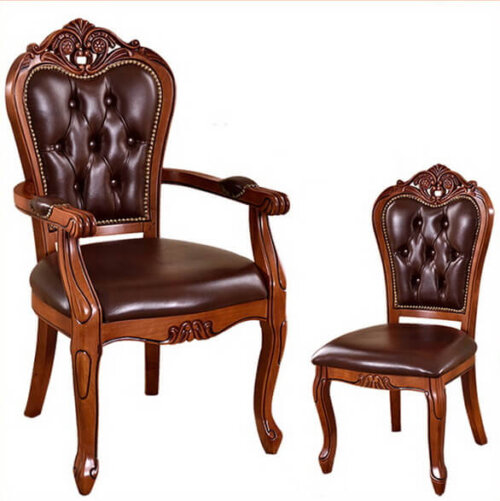 European Style Armchair Leather Hotel, Leather And Wood Sofa Chair