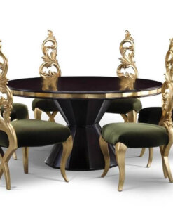 gilding_wooden_black_walnut_hotel_dining_table_sets_european_style