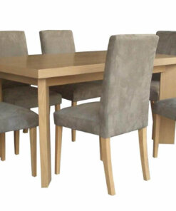 nordic_style_ash_wood_veneer_upholstery_hotel_dining_table_with_six_chairs